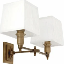 Casa Padrino Luxus Doppel Wandleuchte Antik Messing / Weiß 40 cm - Luxus Leuchten