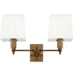 Casa Padrino Luxus Doppel Wandleuchte Antik Messing / Weiß 40 cm - Luxus Leuchten
