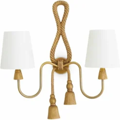 Casa Padrino Luxus Doppel Wandleuchte Vintage Messing / Weiß H. 49,5 cm - Luxus Leuchten