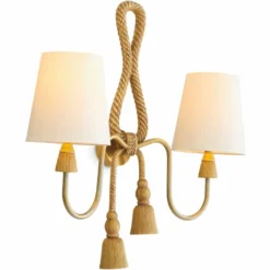 Casa Padrino Luxus Doppel Wandleuchte Vintage Messing / Weiß H. 49,5 cm - Luxus Leuchten