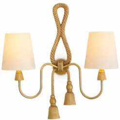 Casa Padrino Luxus Doppel Wandleuchte Vintage Messing / Weiß H. 49,5 cm - Luxus Leuchten