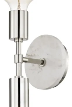 Casa Padrino Luxus Doppel Wandleuchte Silber / Weiß 12,7 x 16,5 x H. 50,8 cm - Hotel & Restaurant Wandlampe