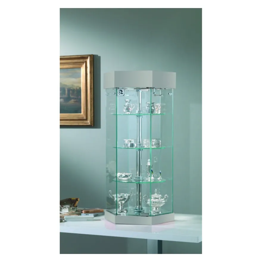 Casa Padrino Luxus Dreh-Ladentheke Ø 36 cm H. 74 cm mit LED mit Drehböden - Ladeneinrichtung - Boutique Möbel - Made in Italy