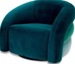 Casa Padrino Luxus Drehsessel Grün / Türkis / Blau / Schwarz 91 x 80 x H. 66 cm - Wohnzimmer Samt Sessel - Wohnzimmer Möbel - Luxus Möbel - Wohnzimmer Einrichtung - Luxus Einrichtung - Möbel Luxus
