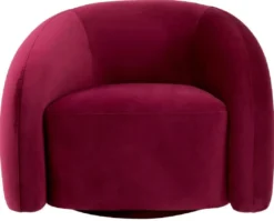 Casa Padrino Luxus Drehsessel Bordeauxrot / Hellrot / Rot / Schwarz 91 x 80 x H. 66 cm - Wohnzimmer Samt Sessel - Wohnzimmer Möbel - Luxus Möbel - Wohnzimmer Einrichtung - Luxus Einrichtung