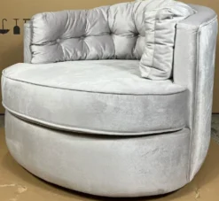 Casa Padrino Luxus Drehsessel Silber 90 x 86 x H. 72 cm - Wohnzimmer Sessel mit edlem Samtstoff - Wohnzimmer Möbel - Luxus Möbel