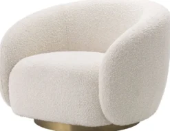 Casa Padrino Luxus Drehsessel Creme / Messingfarben 96 x 85 x H. 70 cm - Wohnzimmer Sessel - Luxus Möbel