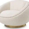 Casa Padrino Luxus Drehsessel Creme / Messing 100 x 102 x H. 68 cm - Moderner Wohnzimmer Sessel - Luxus Wohnzimmer Möbel