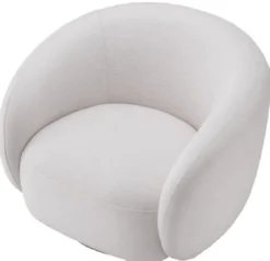 Casa Padrino Luxus Drehsessel Weiß / Messingfarben 96 x 85 x H. 74 cm - Wohnzimmer Sessel - Wohnzimmer Möbel - Luxus Qualität