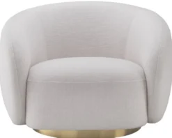 Casa Padrino Luxus Drehsessel Weiß / Messingfarben 96 x 85 x H. 74 cm - Wohnzimmer Sessel - Wohnzimmer Möbel - Luxus Qualität
