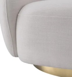 Casa Padrino Luxus Drehsessel Weiß / Messingfarben 96 x 85 x H. 74 cm - Wohnzimmer Sessel - Wohnzimmer Möbel - Luxus Qualität
