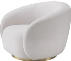 Casa Padrino Luxus Drehsessel Weiß / Messingfarben 96 x 85 x H. 74 cm - Wohnzimmer Sessel - Wohnzimmer Möbel - Luxus Qualität