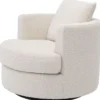 Casa Padrino Luxus Drehsessel Creme Ø 95 x H. 70 cm - Runder Wohnzimmer Sessel - Luxus Wohnzimmer Möbel