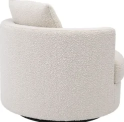 Casa Padrino Luxus Drehsessel Creme Ø 95 x H. 70 cm - Runder Wohnzimmer Sessel - Luxus Wohnzimmer Möbel