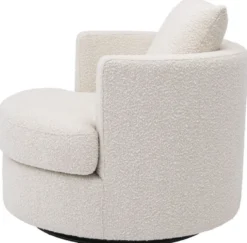 Casa Padrino Luxus Drehsessel Creme Ø 95 x H. 70 cm - Runder Wohnzimmer Sessel - Luxus Wohnzimmer Möbel