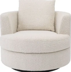Casa Padrino Luxus Drehsessel Creme Ø 95 x H. 70 cm - Runder Wohnzimmer Sessel - Luxus Wohnzimmer Möbel