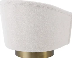 Casa Padrino Luxus Drehsessel Creme / Mattgold 85 x 76 x H. 76 cm - Wohnzimmer Sessel - Wohnzimmermöbel