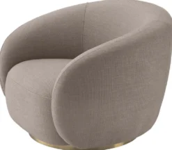 Casa Padrino Luxus Drehsessel Sandfarben / Messing 96 x 85 x H. 74 cm - Wohnzimmer Sessel - Wohnzimmer Möbel - Luxus Qualität