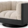 Casa Padrino Luxus Drehsessel Sandfarben / Schwarz 99 x 88 x H. 69 cm - Luxus Möbel