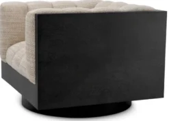 Casa Padrino Luxus Drehsessel Sandfarben / Schwarz 99 x 88 x H. 69 cm - Luxus Möbel
