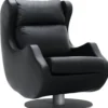 Casa Padrino Luxus Drehsessel Schwarz / Grau 72 x 82 x H. 96 cm - Relax Sessel - Leder Sessel - Luxus Möbel