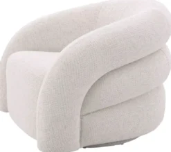 Casa Padrino Luxus Drehsessel Weiß 91 x 80 x H. 66 cm - Wohnzimmer Sessel - Wohnzimmer Möbel - Luxus Möbel - Wohnzimmer Einrichtung - Luxus Einrichtung