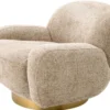 Casa Padrino Luxus Drehsessel Sandfarben / Messing 95 x 90 x H. 70 cm - Wohnzimmer Sessel - Hotel Sessel - Wohnzimmer Möbel - Hotel Möbel - Luxus Möbel - Luxus Qualität
