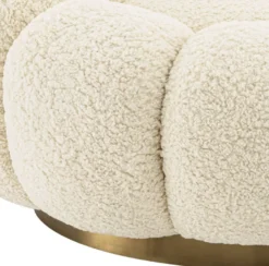Casa Padrino Luxus Drehsessel Creme / Messing 115 x 118 x H. 67 cm - Wohnzimmer Sessel - Lounge Sessel - Wohnzimmer Möbel - Luxus Möbel - Wohnzimmer Einrichtung - Luxus Einrichtung - Möbel Luxus
