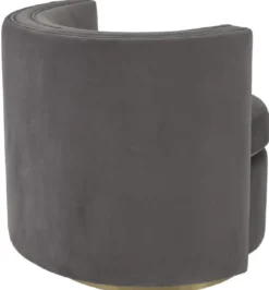 Casa Padrino Luxus Drehsessel Grau / Matt Gold 80 x 73 x H. 71,5 cm - Gepolsteter Wohnzimmer Sessel mit edlem Samtstoff - Luxus Möbel