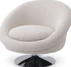 Casa Padrino Luxus Drehsessel Hell Cremefarben / Silber 84 x 88 x H. 73 cm - Wohnzimmer Sessel - Luxus Möbel