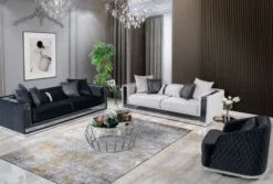 Casa Padrino Luxus Drehsessel Schwarz / Silber 85 x 80 x H. 75 cm - Wohnzimmer Sessel - Hotel Sessel - Wohnzimmer Möbel - Hotel Möbel - Luxus Möbel - Luxus Kollektion
