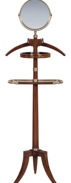 Casa Padrino Luxus Dressboy mit Spiegel Braun 51 x 36 x H. 160 cm - Kleiderständer Garderobenständer Anzugständer Stummer Diener Herrendiener