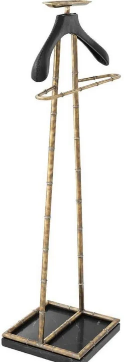 Casa Padrino Luxus Dressboy Vintage Messingfarben / Schwarz 50,5 x 31 x H. 117 cm - Kleiderständer Garderobenständer Anzugständer Stummer Diener Herrendiener - Luxus Accessoires