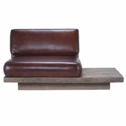 Casa Padrino Luxus Echtleder Sessel Linke Seite Dunkelbraun / Braun - Modularer Wohnzimmer Sessel