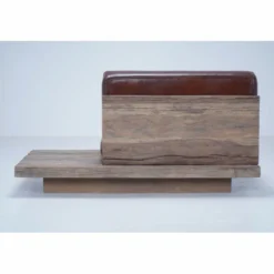 Casa Padrino Luxus Echtleder Sessel Linke Seite Dunkelbraun / Braun - Modularer Wohnzimmer Sessel