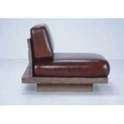 Casa Padrino Luxus Echtleder Sessel Linke Seite Dunkelbraun / Braun - Modularer Wohnzimmer Sessel