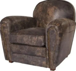 Casa Padrino Luxus Echtleder Sessel im englischen Stil Vintage Dunkelbraun 88 x 76 x H. 88 cm