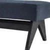 Casa Padrino Luxus Echtleder Bank Blau / Schwarz 164 x 54 x H. 44 cm - Gepolsterte Massivholz Sitzbank mit edlem Nubuk Büffelleder - Luxus Möbel