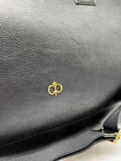 Casa Padrino Luxus Echtleder Reisetasche Schwarz / Gold 50 cm - Made in Italy