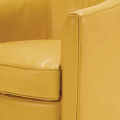 Casa Padrino Luxus Echtleder Wohnzimmer Sessel Gelb / Schwarz - Leder Möbel