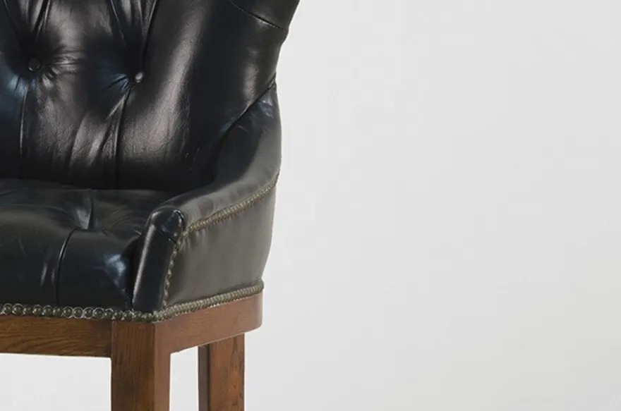 Casa Padrino Luxus Echt Leder Barhocker - Bar Club Hocker Stuhl - Old Saddle Black
