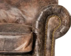 Casa Padrino Luxus Echtleder Sessel im englischen Stil Vintage Braun 106 x 105 x H. 93 cm