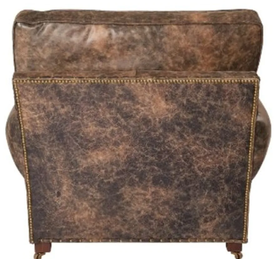 Casa Padrino Luxus Echtleder Sessel im englischen Stil Vintage Braun 106 x 105 x H. 93 cm