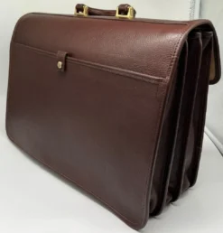 Casa Padrino Luxus Echtleder Herren Aktentasche Dunkelbraun / Gold 42 cm - Made in Italy