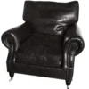 Casa Padrino Luxus Echtleder Sessel Vintage Art Deco Schwarz 106 x 105 x 93 cm