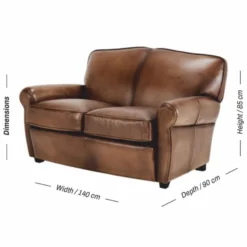 Casa Padrino Luxus Echtleder Sofa Dunkelbraun / Schwarz 140 cm - Leder Möbel