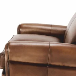 Casa Padrino Luxus Echtleder Sofa Dunkelbraun / Schwarz 140 cm - Leder Möbel