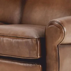 Casa Padrino Luxus Echtleder Sofa Dunkelbraun / Schwarz 140 cm - Leder Möbel