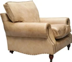 Casa Padrino Luxus Echtleder Sessel Vintage Beige 106 x 105 x H. 93 cm - Art Deco Möbel