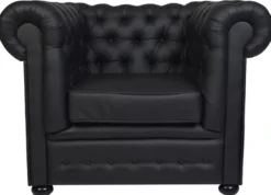 Casa Padrino Luxus Echtleder Sessel 115 x 93 x H. 84 cm - Verschiedene Farben - Chesterfield Möbel